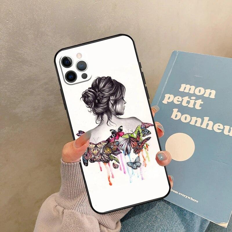 Чехол для телефона с бабочкой для iPhone Samsung Galaxy Redmi Xiaomi Oppo OnePlus Note SA 7 8 9 10 11 12 13 14 20 21 22 23 53 54 Pro Max Plus Ultra TPU Soft