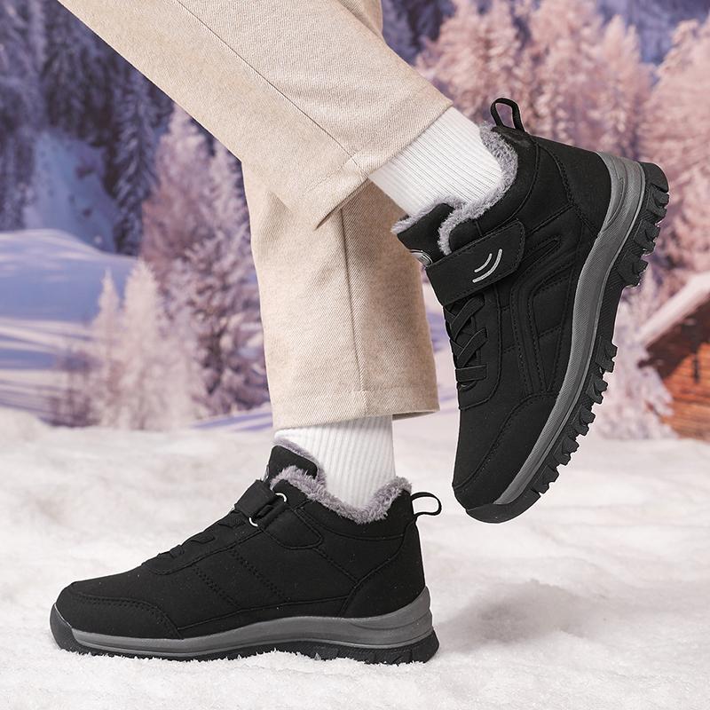 Winter Walking Shoes Unisex Hook And Loop Strap Quick Lace Collar Plush Lined 34-43