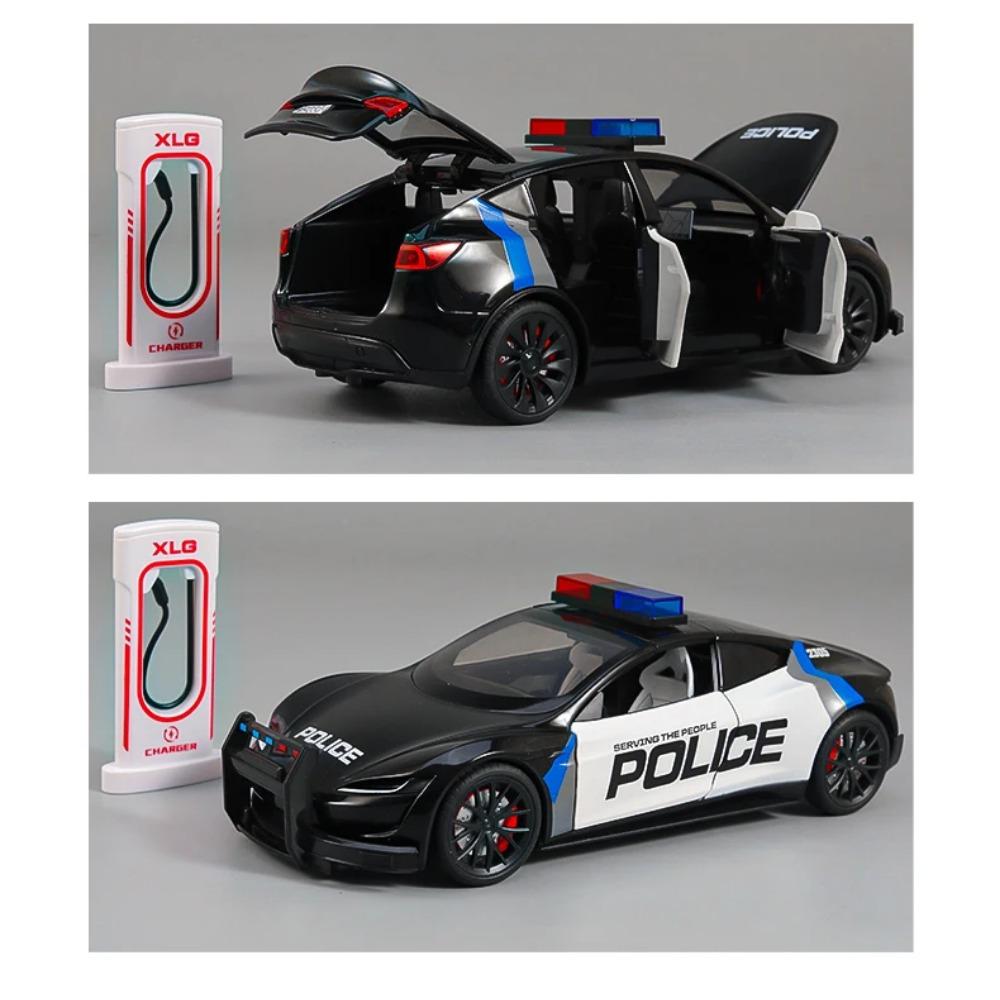 1/24 Scale Police Roadster Model Y Model 3 Cybertruck Model X Model S Diecast Metal Alloy Model Car Children's Toy Car Gift for Friend