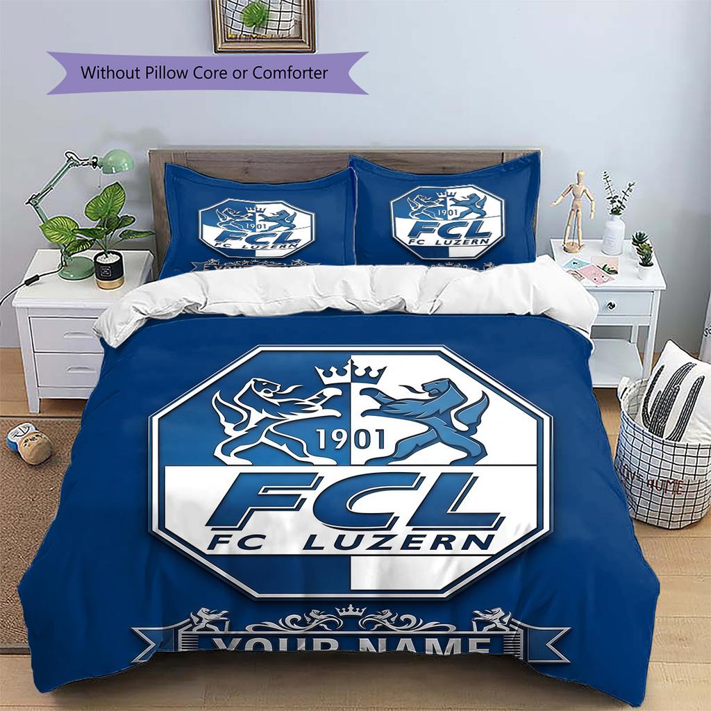 Custom Name FC Luzern Pattern Bedding Quilt Set  Home Decoration  Gift (1 * duvet cover + 2 * pillowcase  without core)