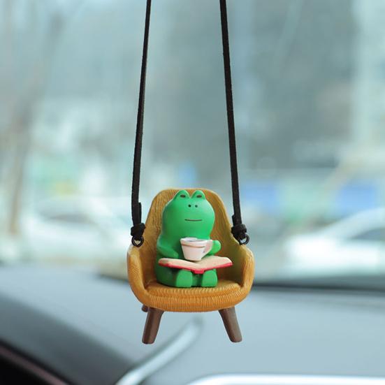 Подвесное украшение, очаровательное украшение в виде мультяшной лягушки со шнурком, легкое вешание, украшение для зеркала заднего вида, подвеска для салона автомобиля