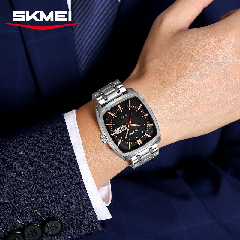 Luxury Quartz Mens Casual Watches Square Quartz Movement Waterproof Mens Wristwatches Date Week Display Male Clock