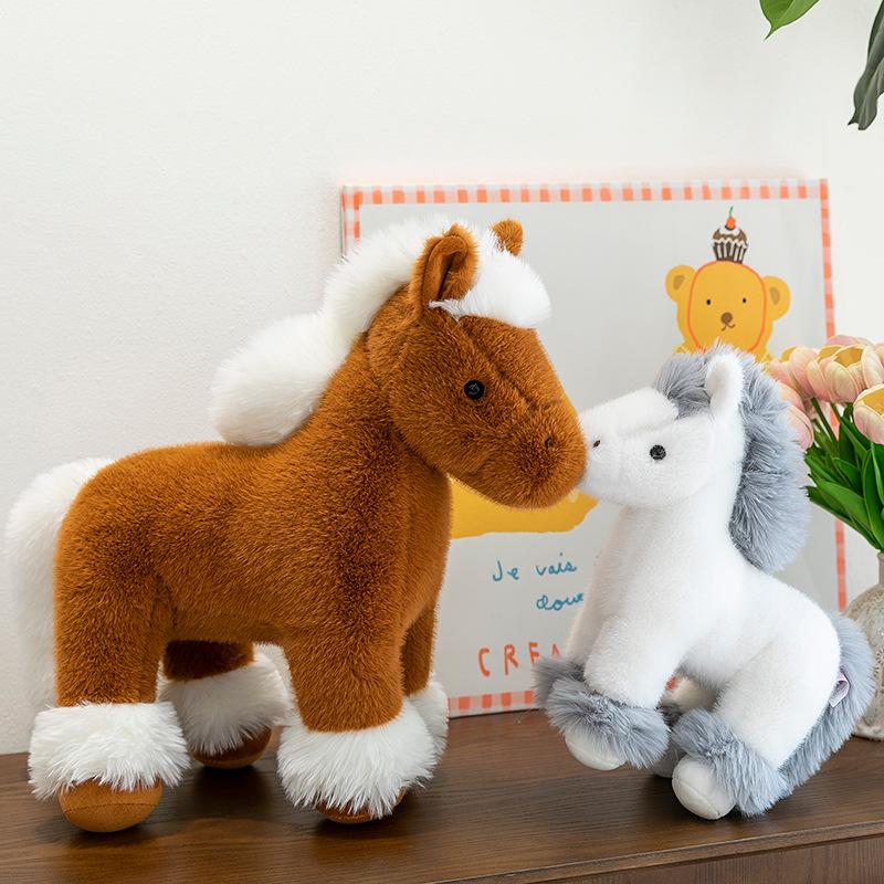 Новая плюшевая игрушка Белый конь Кукла Милая имитация жеребенка Кукла Детский подарок на день рождения