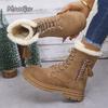Fashion Anti-slip Fringe Decor Short Plush Women's Snow Boots Lace Up Bohemian Winter Warm Short Fur Boots Bottes Femmes Thick Bottom