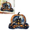 Indoor Party Glass Scenes Halloween Pumpkin Haunted House Static Window Stickers, Waterproof PVC Castle Removable Wall Clings Decals, for Home Holiday
