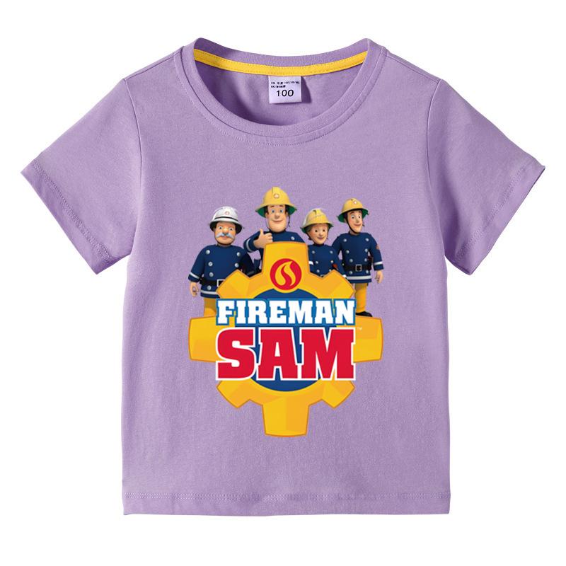 Anime Kids Tee Shirts Fireman Sam Graphic T Shirt for Boys Clothing Pop Hot Sale Girls Short Sleeved Tshirt Funny Kid y2k Tops