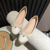 2024 Shoes for Women Fashion Flat Shoes Pearl Round Toe Casual Shoes Fashion Leather Slip-on Loafers