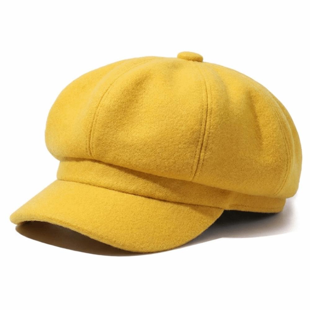 Woolen Fabric Baker Cap Solid Color Beret Hat Fashion Octagonal Cap Autumn Winter