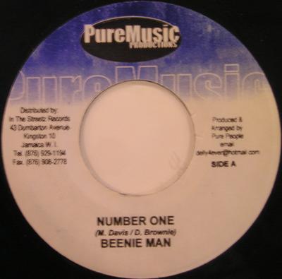 7-дюймовая пластинка BEENIE MAN / SINGER J - Number One / Love You Baby НЕТ Pure Music Prod 2003 Ямайка Регги, Ска и Даб Б/У