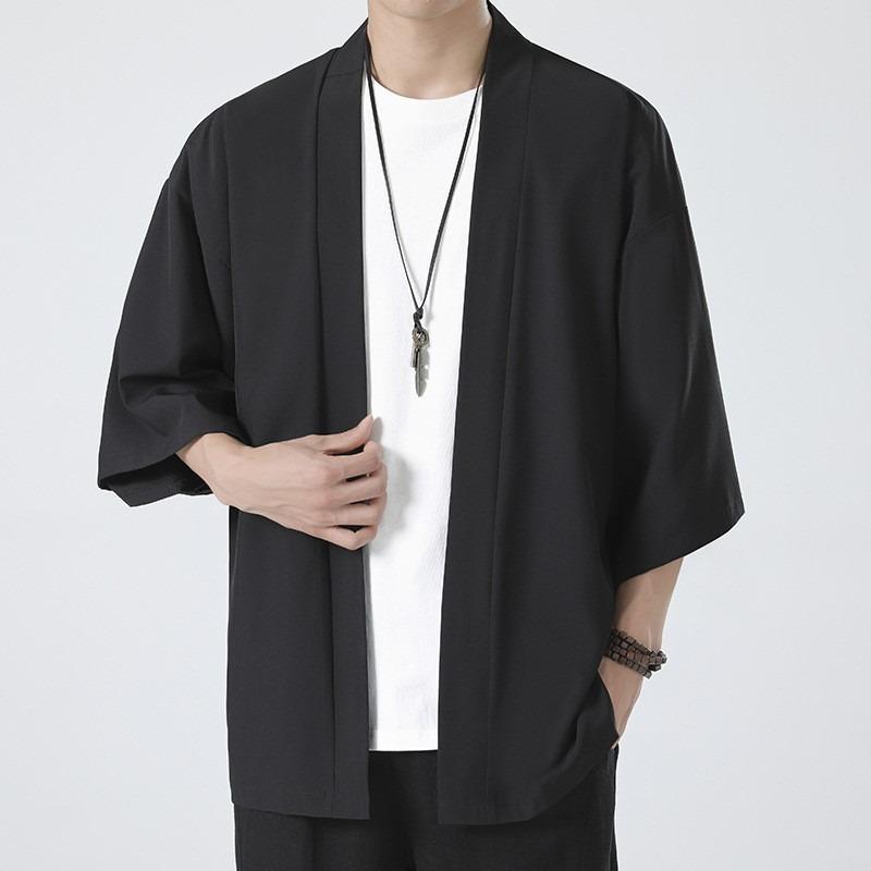 Men S Chinese Style Loose Thin Open Shirt Sun Protection Coat