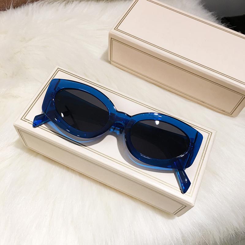 Laurinny Trend New Green Rectangle Sunglasses Women Brand Designer Retro Blue Oval Frame Shades Sun Glasses Female Lens Uv400