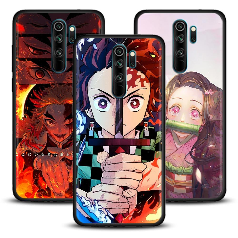 Анимационный чехол для телефона Girl Anime Demon killer для Redmi Note 10 11 11S 11E 7 8 8T 9 9S 9T Pro Plus 4G 5G, черный мягкий чехол
