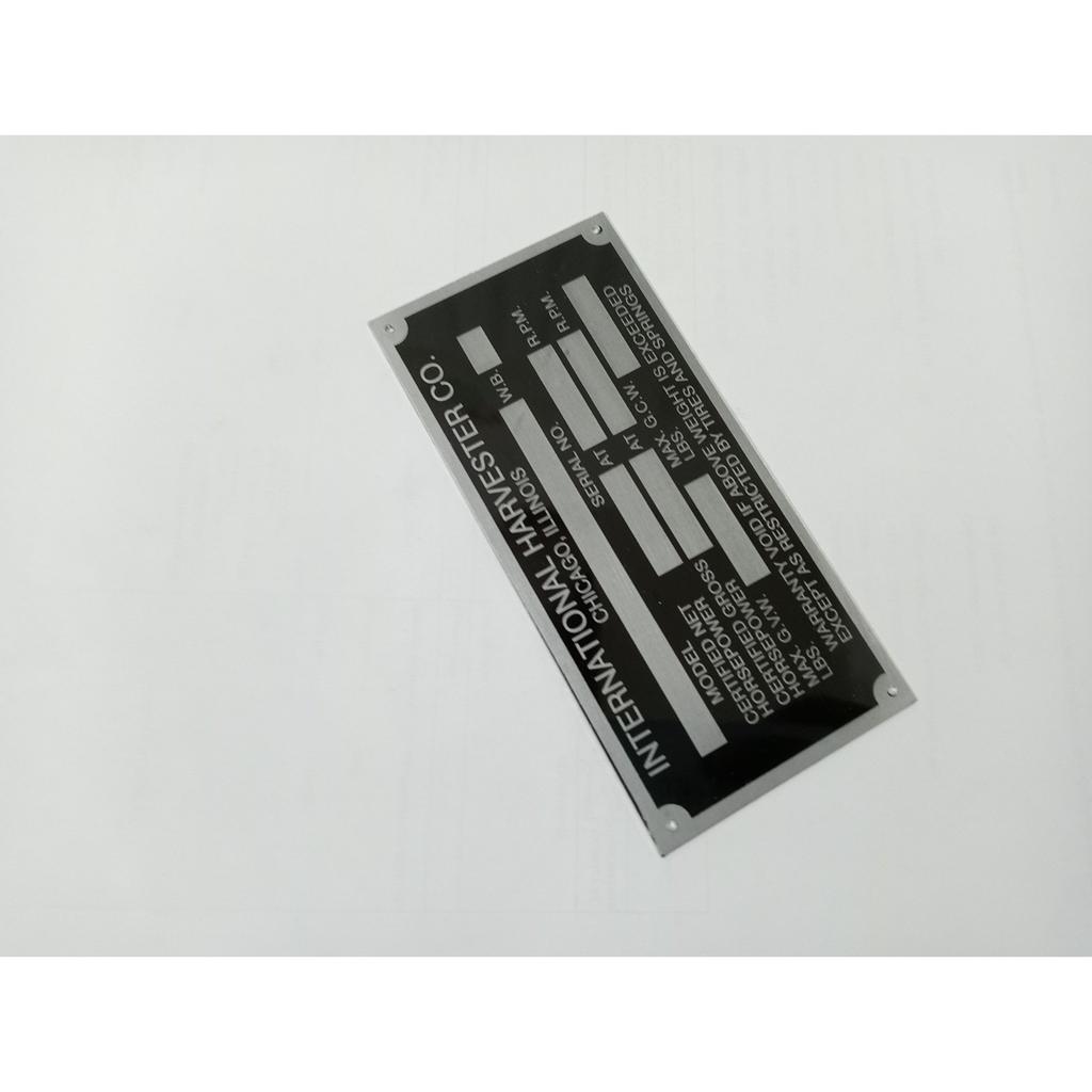 DATA PLATE FOR INTERNATIONAL HARVESTER COMPANY 1960'S |Fit For