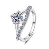 925 Sterling Silver Moissanite Crown Ring Cut Center Stone Pave Band Trendy Rhodium Plated Wedding Promise Jewelry for Women