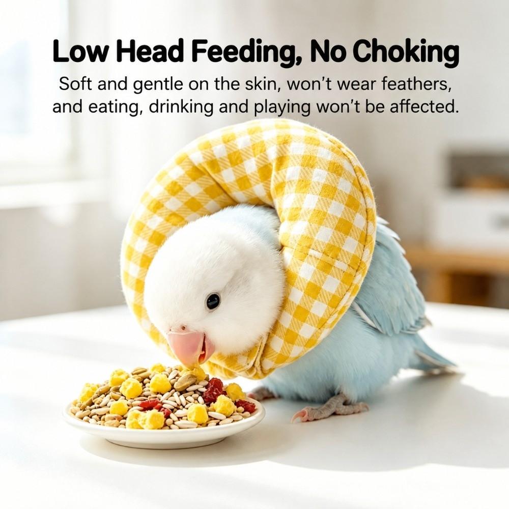 Soft Parrot Protective Collar Plaid Pattern Bird Neck Guard New Bird Recovery Collar For Lovebirds