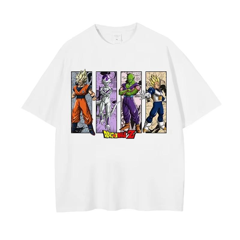Unisexs Tshirt Japanese Anime Dragon Ball Print Tshirt Harley Cooku Cotton Tshirt Pop Street Style Shortsleeved Top White