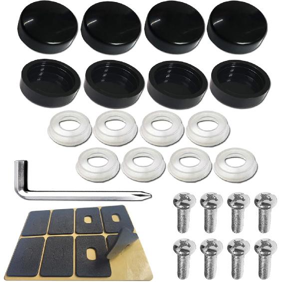 Black License Plate Screw Caps - High Gloss Finish Screw and 8 PCS M6X20mm Stainless Steel Rust Resistant Car Tag Frames Bolts Fastener Kit