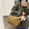 Autumn And Winter Rhombus Cotton Bag Tote Bag Women'S Casual College Student Commuter Bag Shoulder Bag Soft Down Messenger Bag