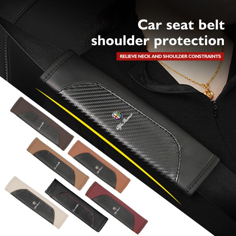 AAACO1 Car Seat Belt Shoulder Cover Protection Pads Safety Belt Accessories For Alfa Romeo GT Stelvio F1 Brera Volante Tonale Gloria