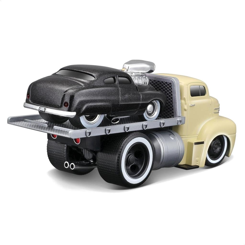 Maisto 1/64 Scale Muscle Machines Muscle Transporter Diecast Model Car (1950 Ford COE / 1949 Mercury - Yellow/Black 11538)