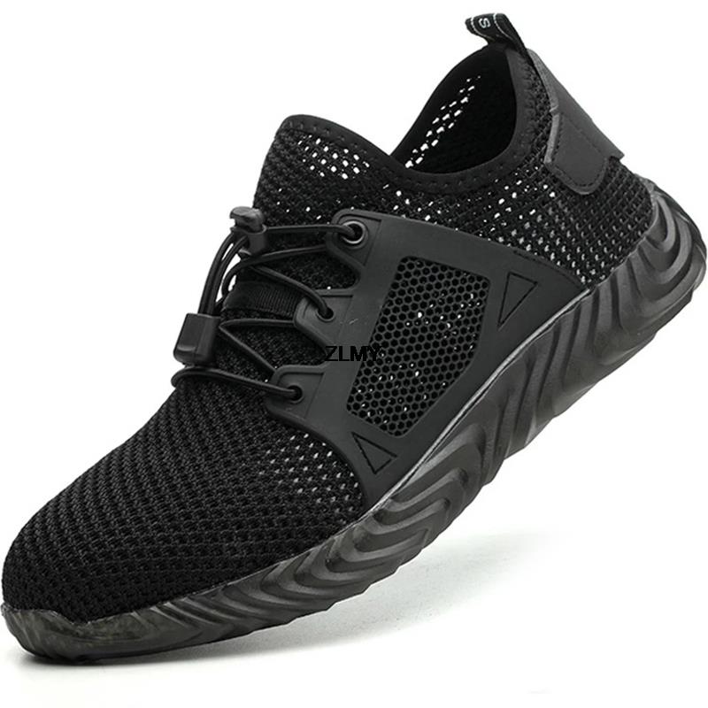 Модные сетчатые защитные ботинки для мужчин, летние рабочие ботинки со стальным носком, устойчивые к проколам, противоударные рабочие ботинки, дышащие защитные ботинки для мужчин