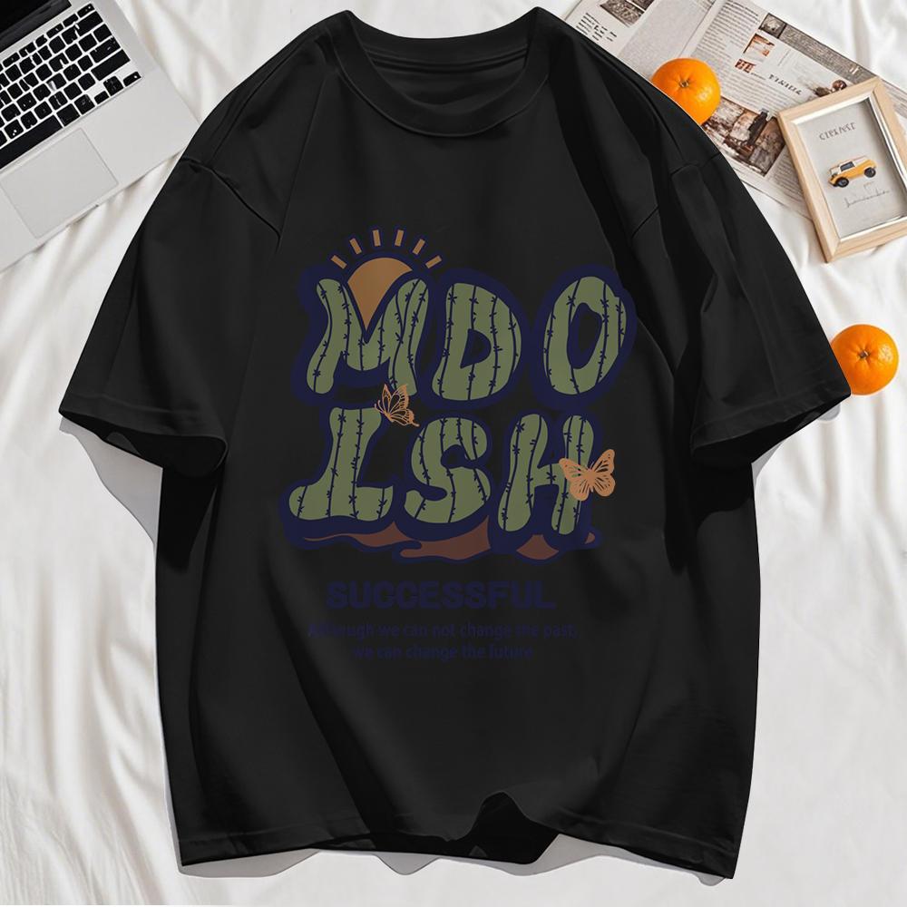 Успешная вдохновляющая печать текста Мужская футболка Летняя футболка с круглым вырезом Хлопковая одежда в стиле хип-хоп Уличная одежда