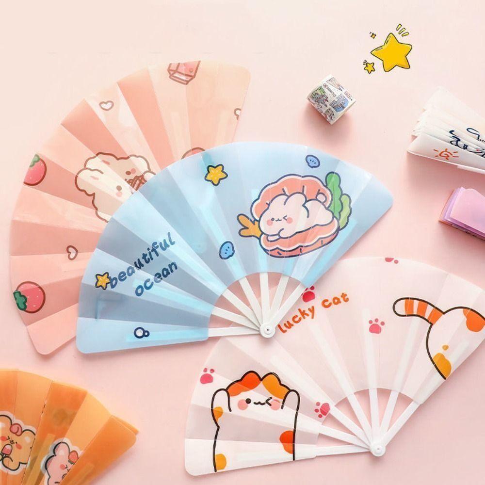 Gifts Folding 7-fold Fan Cartoon Cartoon Folding Fan Cute Hand Held Fan