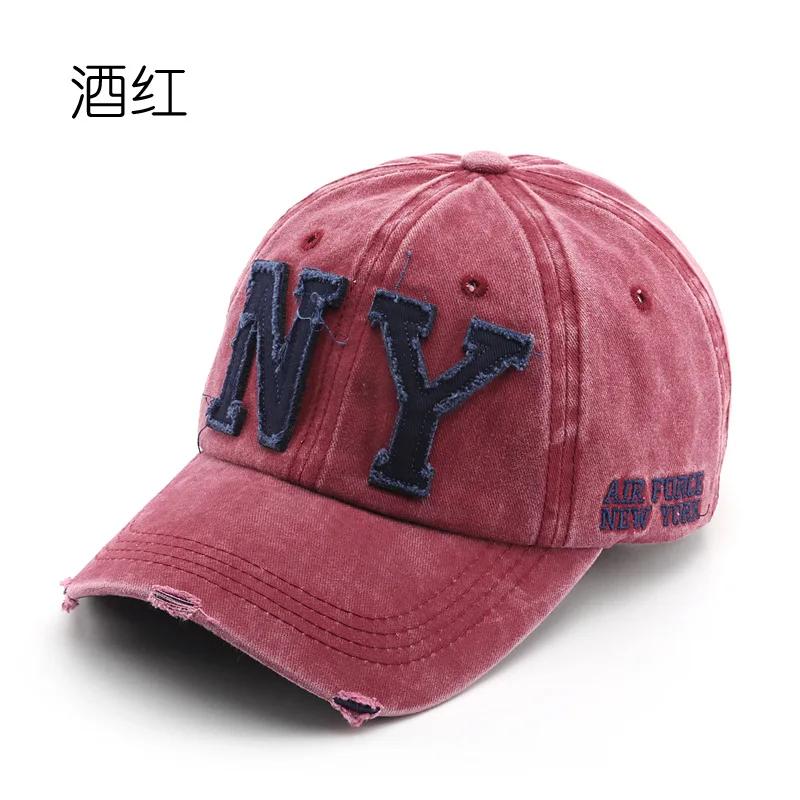 Summer Men's Baseball Cap for Women Cap Washed Cotton Soft Top Snapback Hat Big Letters NY Embroidery Casquette Unisex