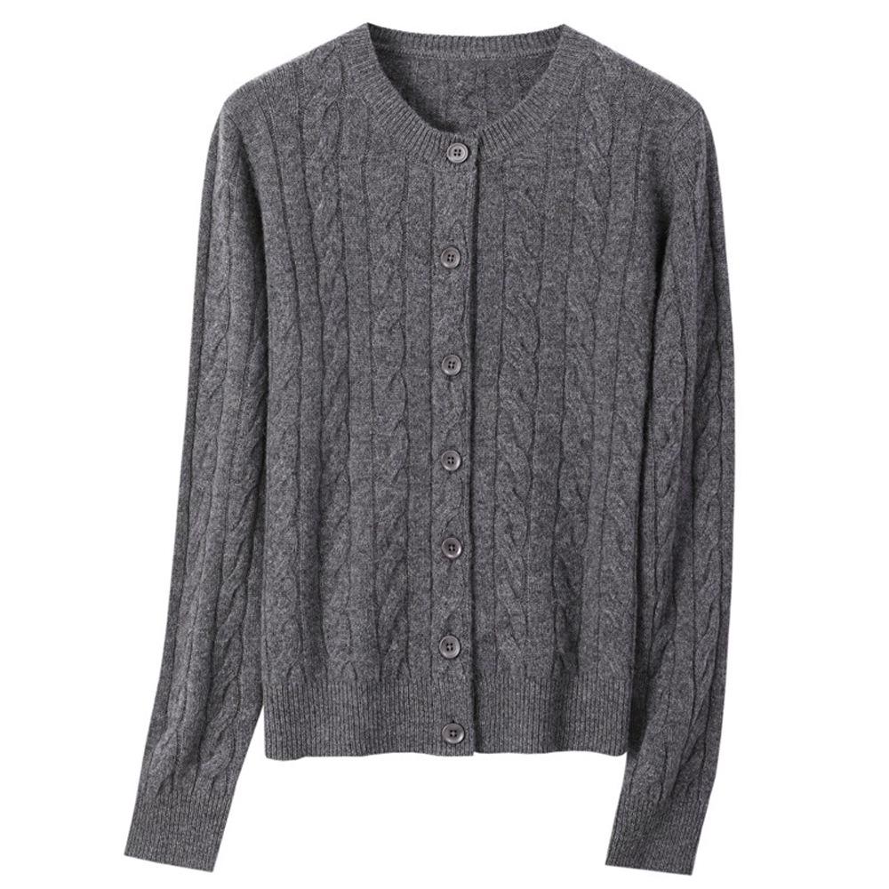 DIYIQIAN Женский классический ретро кардиган из шерсти крупной вязки - Осенне-зимний универсальный топ с круглым вырезом