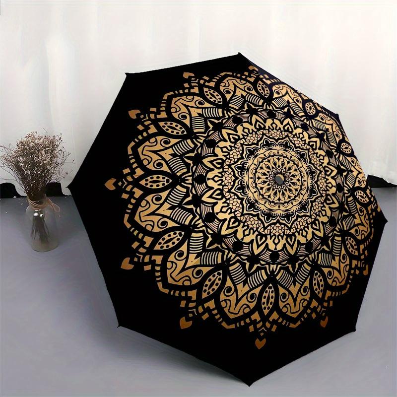 1pc Golden Mandala Pattern Umbrella with Plastic Handle,Suitable for All Seasons Home Travel Outdoor UmbrellaM1281
