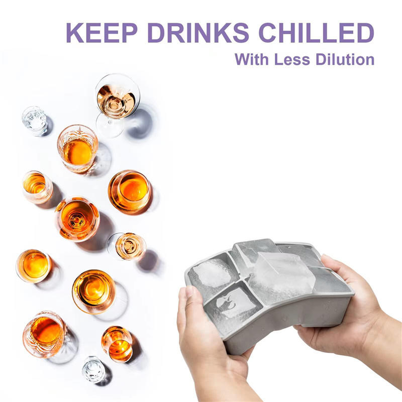 Силиконовый лоток для льда Быстрая заморозка для коктейлей и кофе Экологичный, герметичный для виски Гладкая выемка из формы Подарочный готовый для многоразового использования