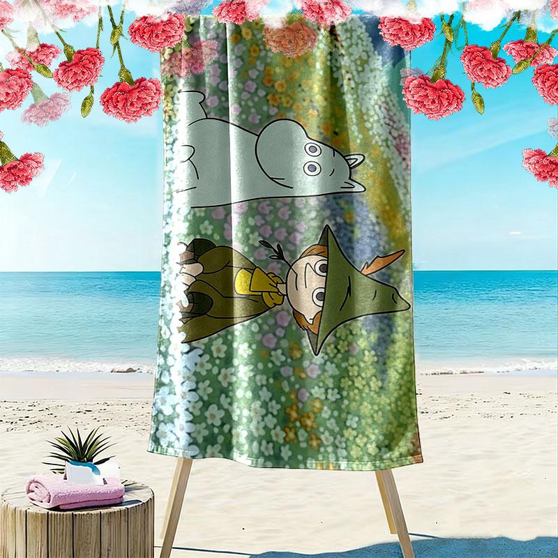 Moominvalley Print Beach Towel, Large Soft Quick Dry Towel for Beach Camping Swimming