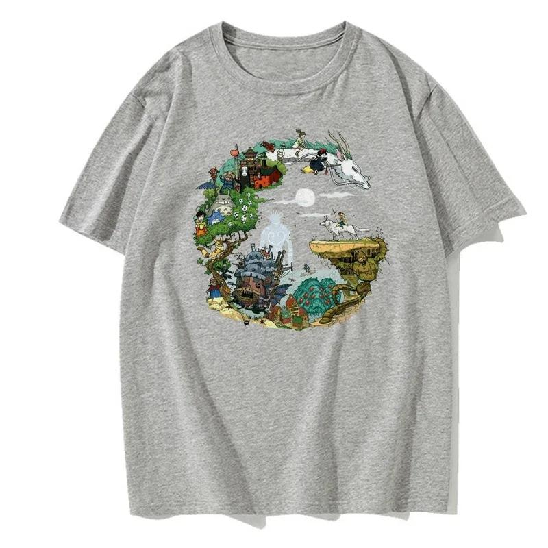 Мужская футболка с принтом в стиле аниме, большая хлопковая футболка, высококачественная брендовая футболка, уличная свободная футболка