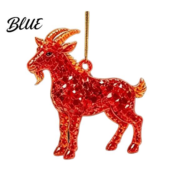 Holiday Ornament for Family Goat Christmas Tree Hanging Ornaments, Decorative 2D Flat Acrylic Festive Winter Pendant Party Home Decor, Lightweight