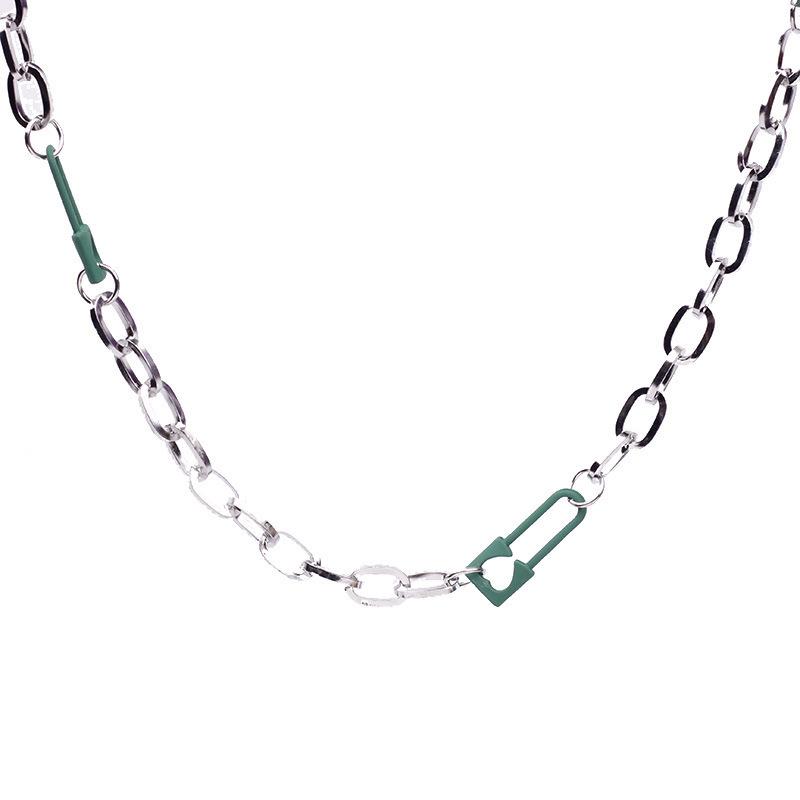 Cold Wind ins Unique Styling Green Pin Necklace Women's Hip Hop Versatile Punk Sweater Chain Accessories Men's Sweater Chain