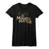 Черная футболка для девочек и женщин с логотипом Monster Hunter