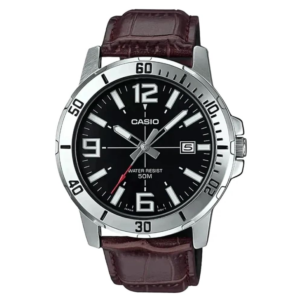 Casio MTP-VD01L-1BV Men's Enticer Stainless Steel Black Dial Casual Analog Watch
