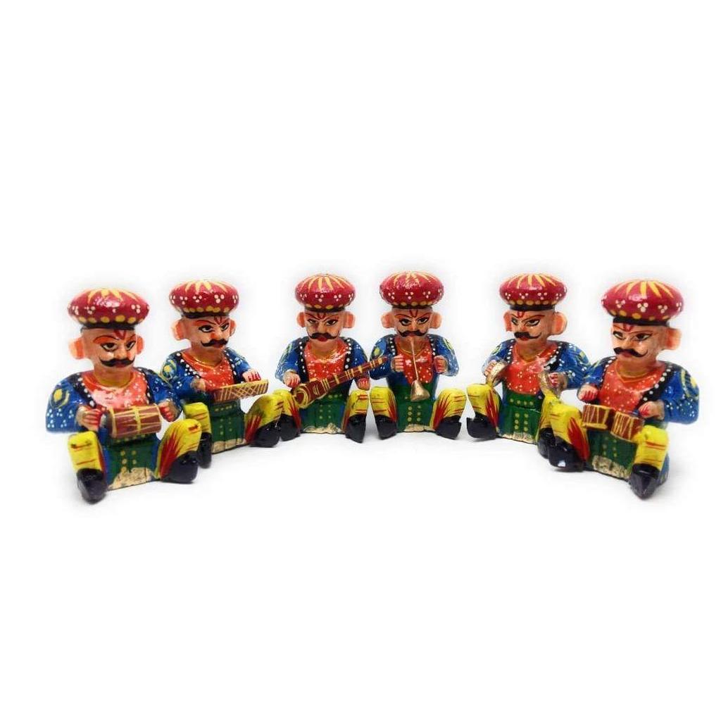 Раджастхани музыкант Бавла набор кукол идол этнический домашний декор предметы ремесла кусок дерева (Набор из 6)