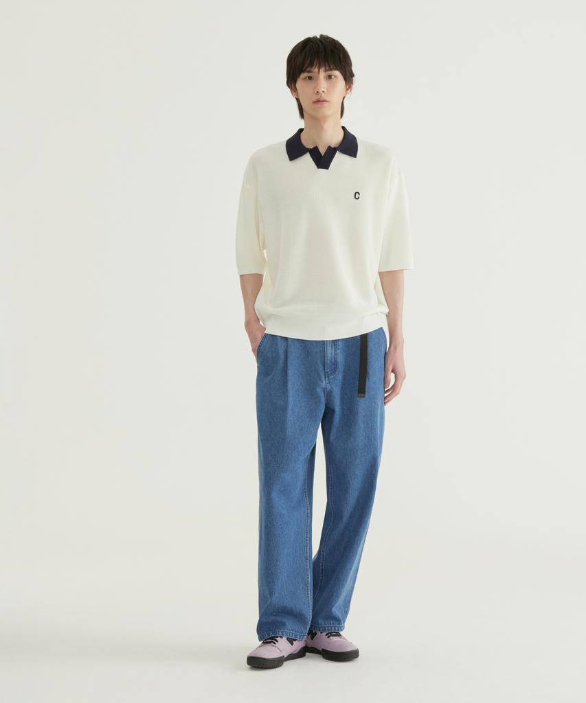 COVERNAT Open Collar Half Knit Orange