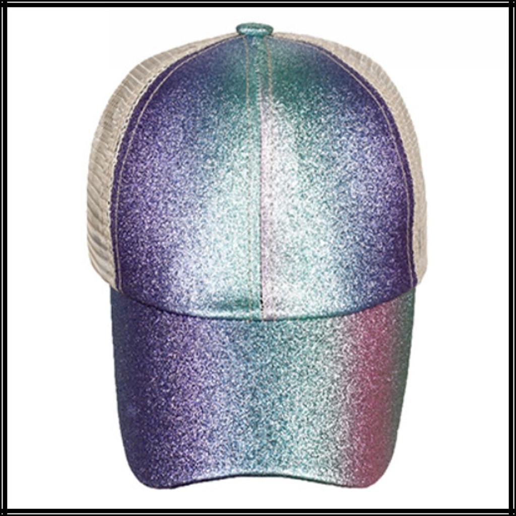 Блестящая сетчатая кепка Double CZ978 [Белый Клык] Шляпа, Блестящая, Стильная, Крест, Женская, (Одинарная спинка)