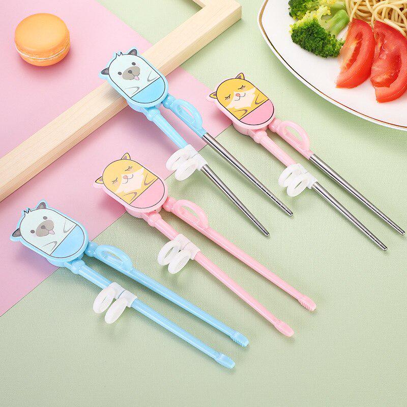 Мультяшные пластиковые простые в использовании тренировочные палочки для еды с силиконовым кольцом на палец для малышей, детей, взрослых и начинающих