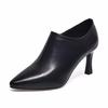 Temperament High Heels Autumn New Fashion Pointed Ankle Shoes First Layer Cowhide Side Zipper Women's Single Shoes