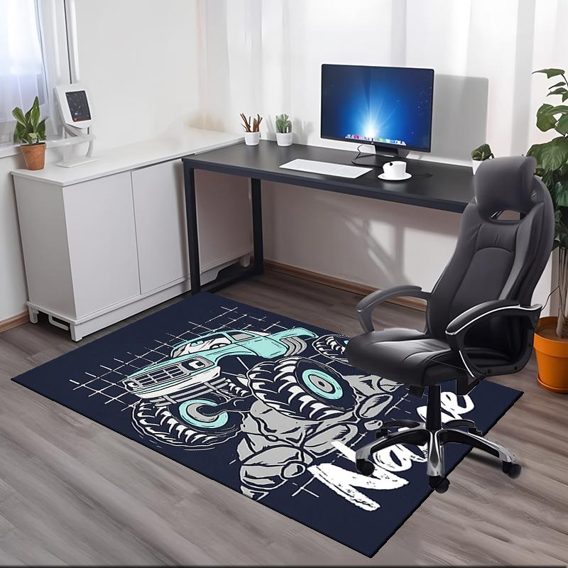Custom Name Truck Printed Carpet, for Office Chair Living Room Bedroom Kitchen Room Decor Gifts.