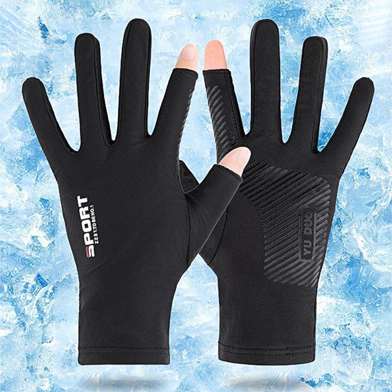 1 Pair Breathable Ice Silk Non-Slip Anti-Uv Outdoor Sports Rider Gloves