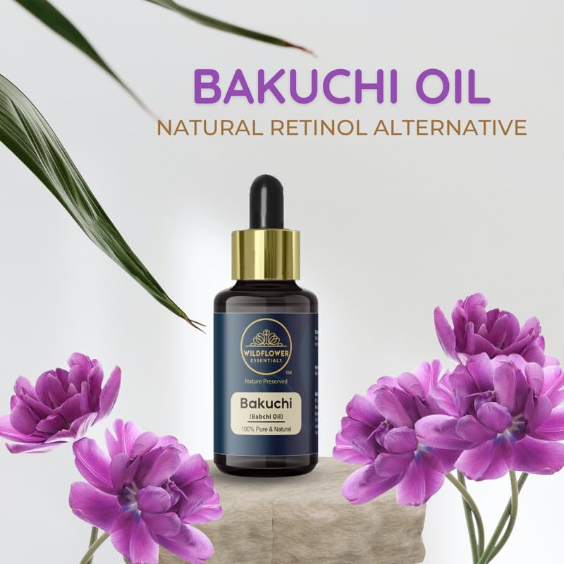 Wildflower Essentials Масло Бакучи (Бабчи) Холодный отжим, Чистое и Натуральное для Кожи, Волос со Стеклянной Пипеткой 30 мл