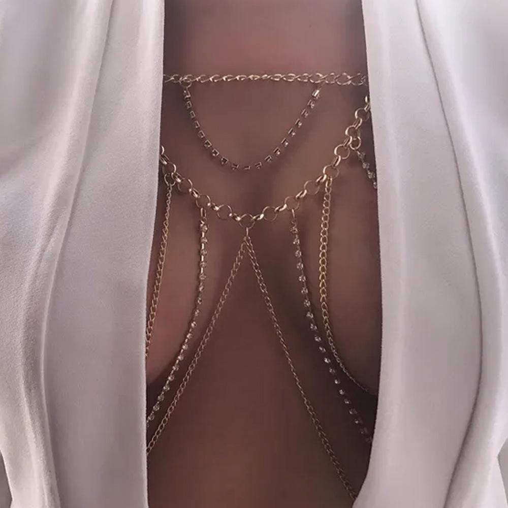 2022 New Fashion Inlaid Full Zircon Body Chain Female Sexy Special Full Rhinestone Body Chain Bra Jewelry