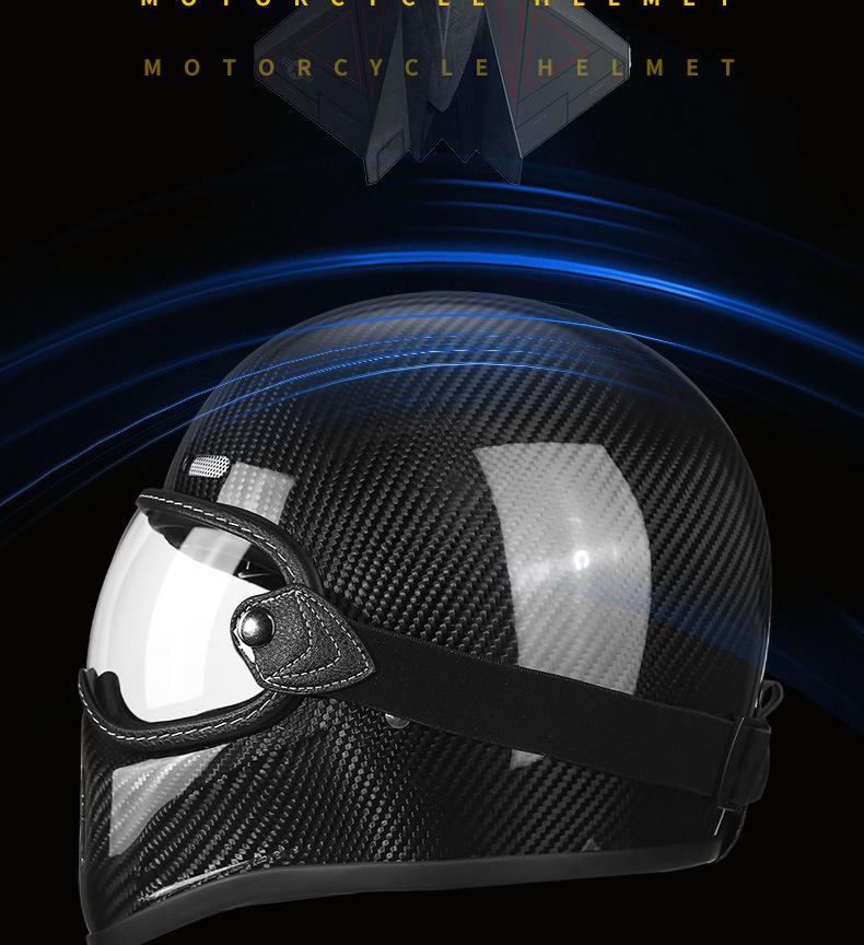 AD Ретро Мотошлем из Углеродного Волокна и Стекловолокна для Круизера, Скутера и Мопеда