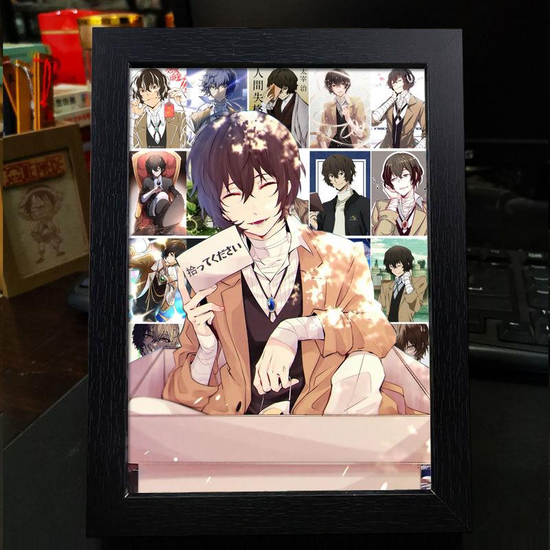 Рамка для фото в стиле аниме Bungo Stray Dogs: Дазай Осаму, Рюносуке Акутагава, Накахара Чуя - готовый стенд для фотоколлажа в подарок