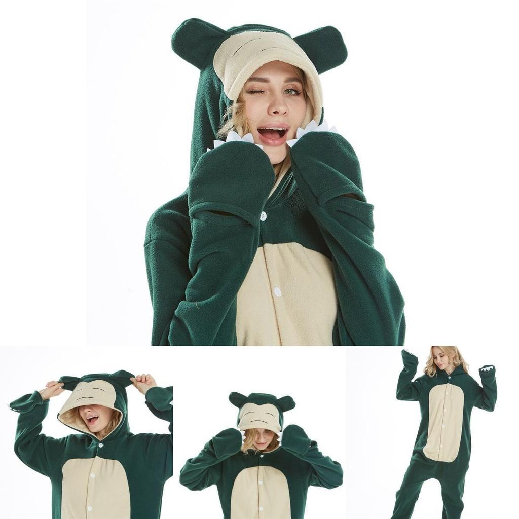 Уютная взрослая одежда для сна с кигуруми покемона, аниме пижама-комбинезон с узором Снорлакса