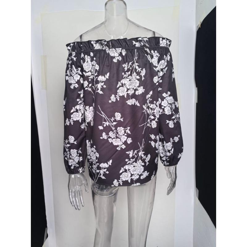 Женский весенний новый топ с открытыми плечами и цветочным принтом